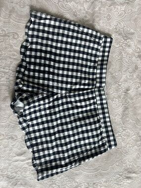 Club Monaco Black and White Gingham Bermuda Shorts